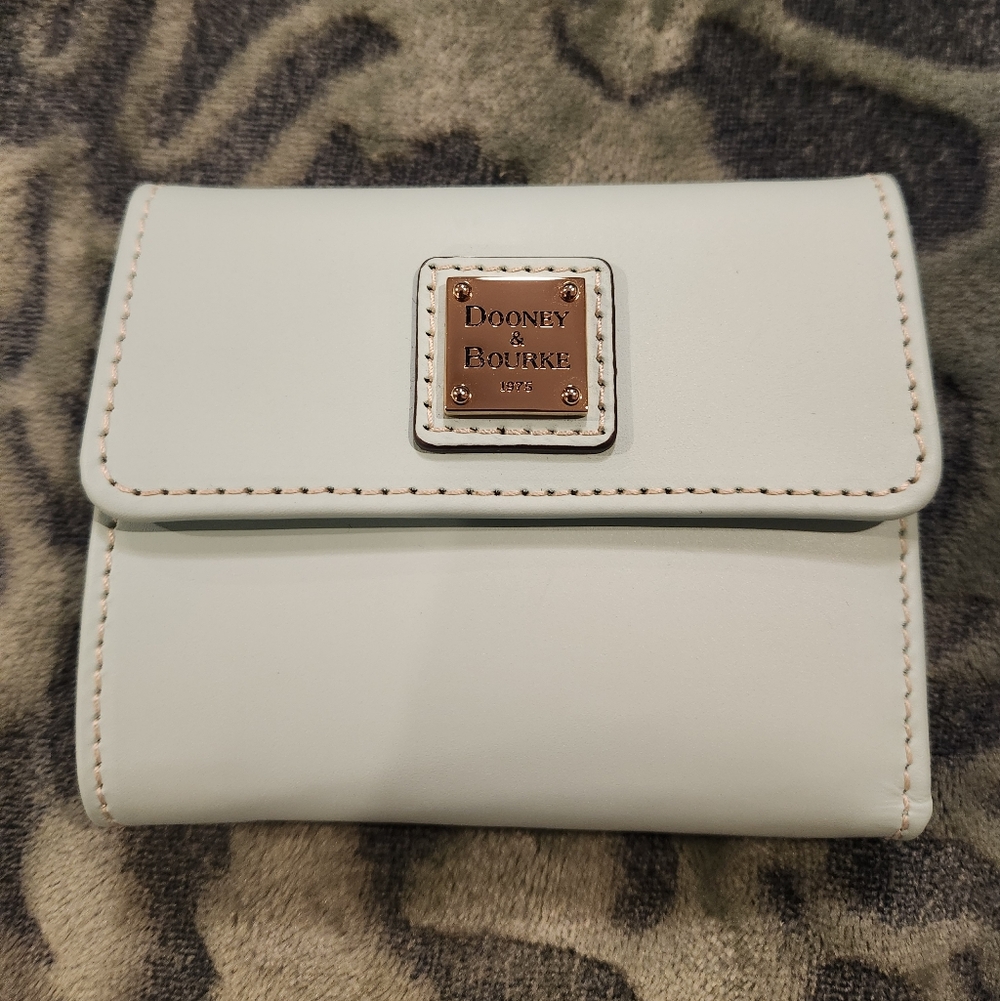 Dooney & Bourke Leather Beacon Flap Wallet, Pale Blue (NWT)
